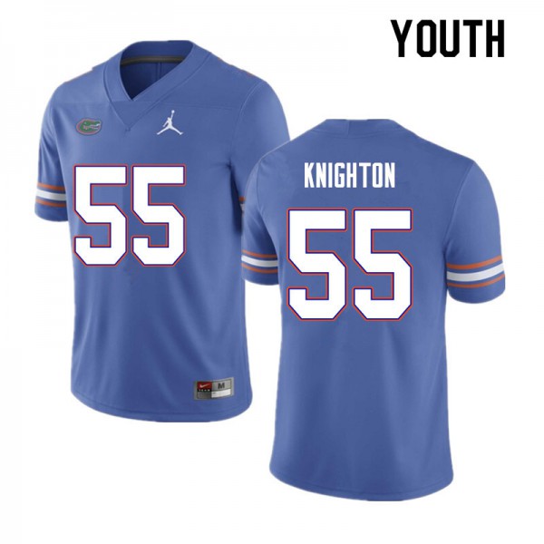 Youth #55 Hayden Knighton Florida Gators College Football Jerseys Blue
